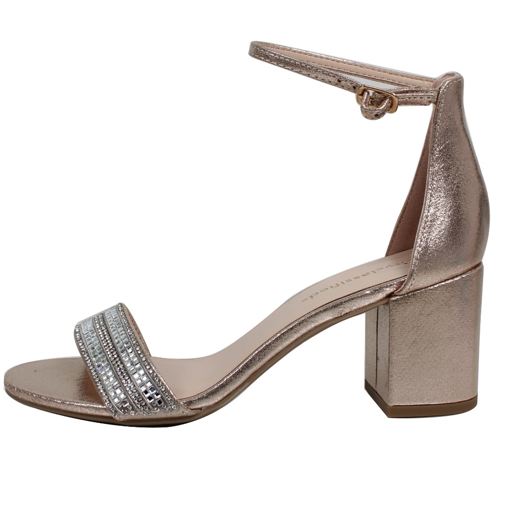 Gold Shimmer Open Toe Ankle Strap Dress Sandal - Picture 2 of 6